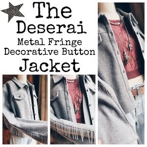 Jacket Fringe Metal Buttons